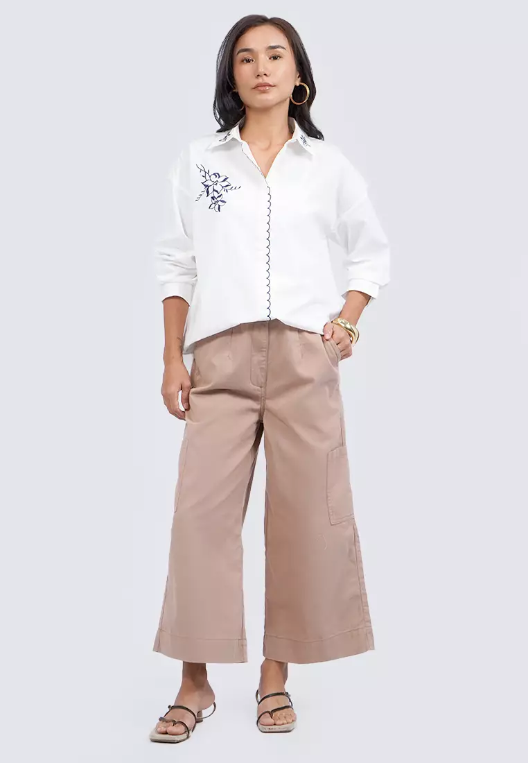 Double Pocket Wide Leg Cullotes KHAKI
