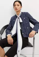 美品 laubeblanc mix tweed No collar jacket Mix tweed No collar jacket – L'AUBE BLANC