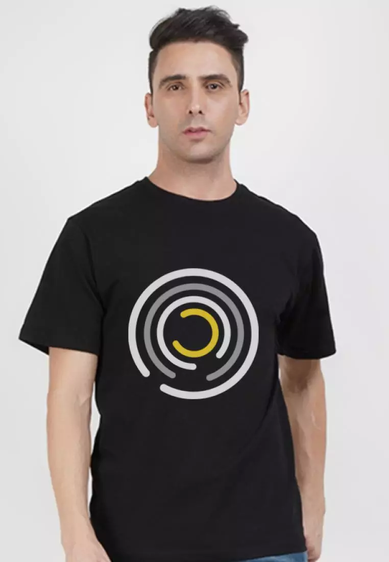 圆形图案黑色棉质短袖标准版型 T 恤