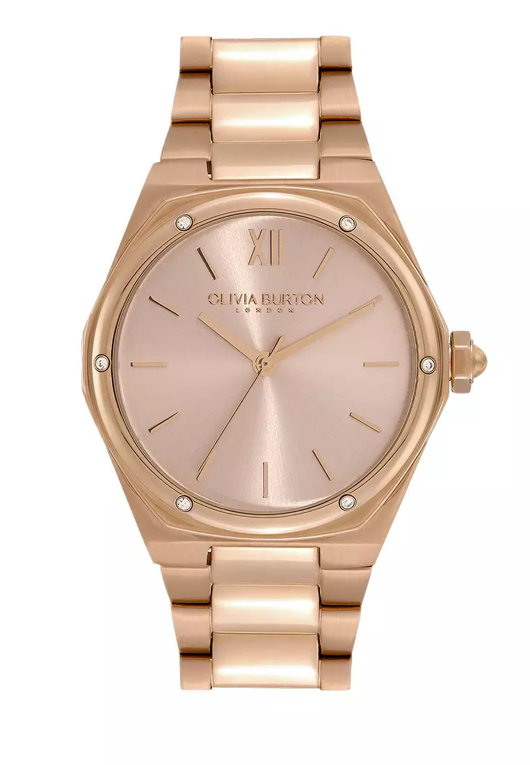 Olivia Burton 33mm Hexa Blush & Carnation Gold Bracelet Watch - 24000030