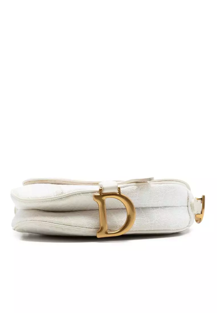 Pre-Loved Dior Mini Oblique Embroidered Canvas Saddle Bag