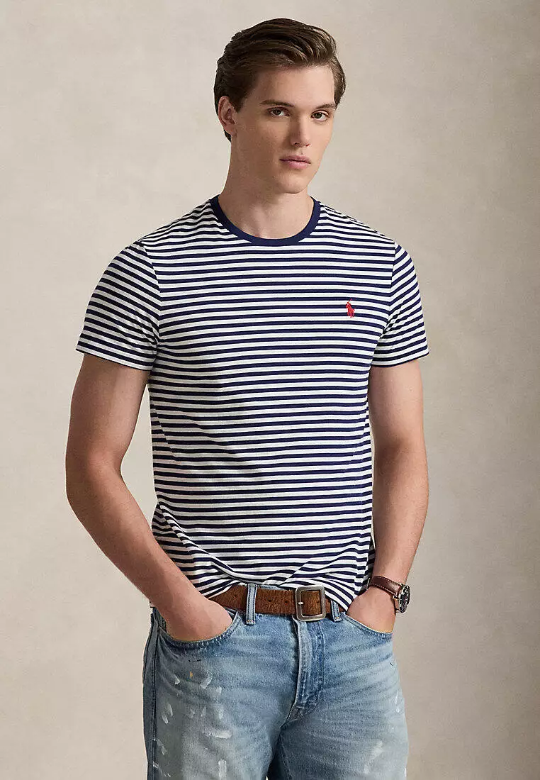 Custom Slim Fit Striped Jersey T-Shirt