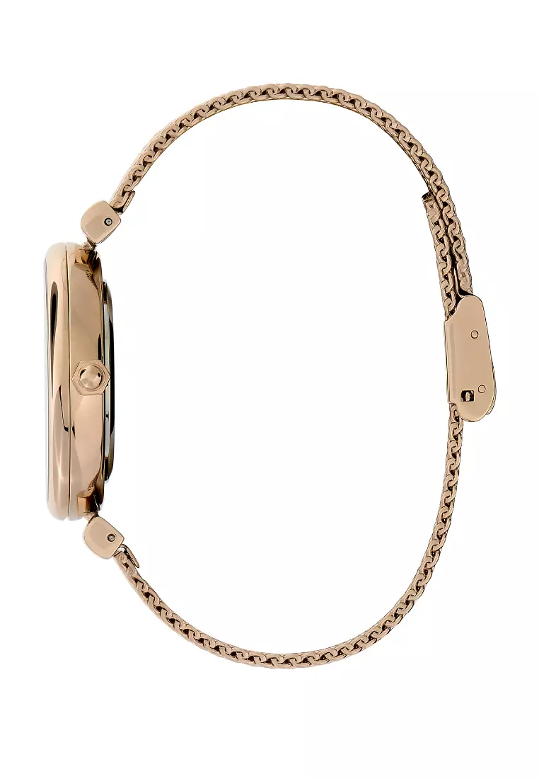 Olivia Burton 36mm Minima Bee T-Bar Carnation Gold Mesh Watch - 24000097