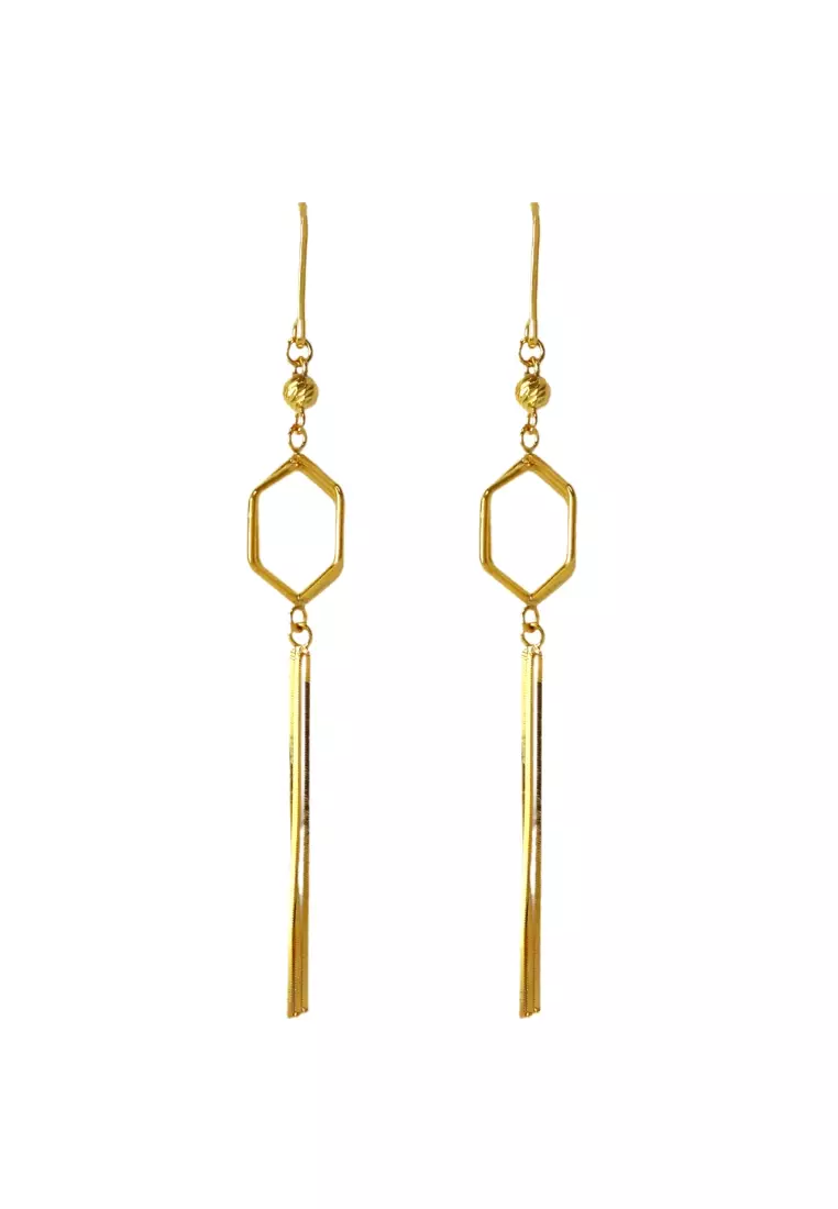 Buy Mistgold Hexagonal Lantern Earrings in 916 Gold 2024 Online