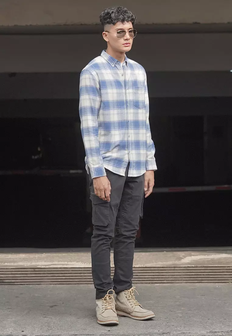 Celana Panjang Cargo Asymetric Stretch Cotton Oxcon Black