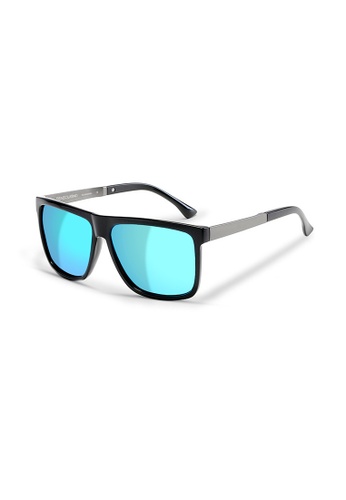 Sensolatino Eyewear black and blue and silver Sensolatino® Series Amalfi Black Frame With With Ice Blue Polarized Lenses 36ED8GLAB47AE6GS_1