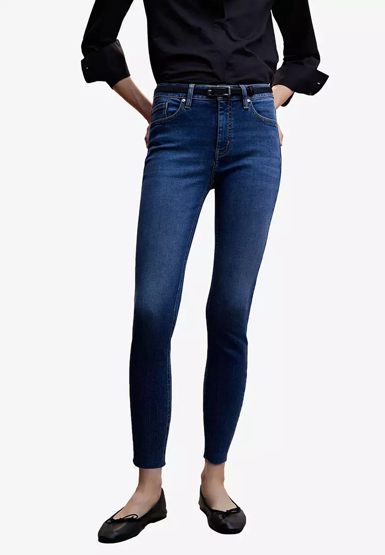 Dark blue cropped discount jeans