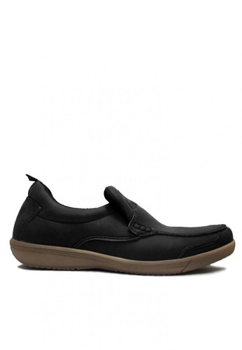 D-Island Shoes Slip On Driving Comfort Leather Black