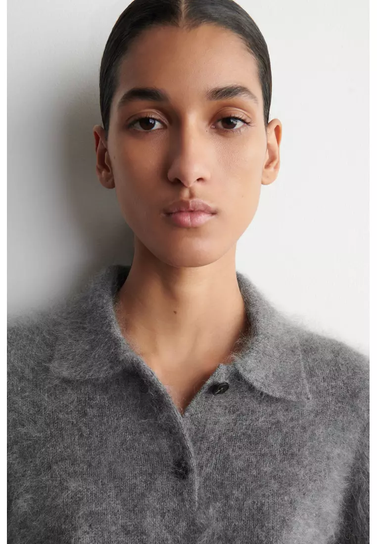 BRUSHED MERINO WOOL POLO JUMPER