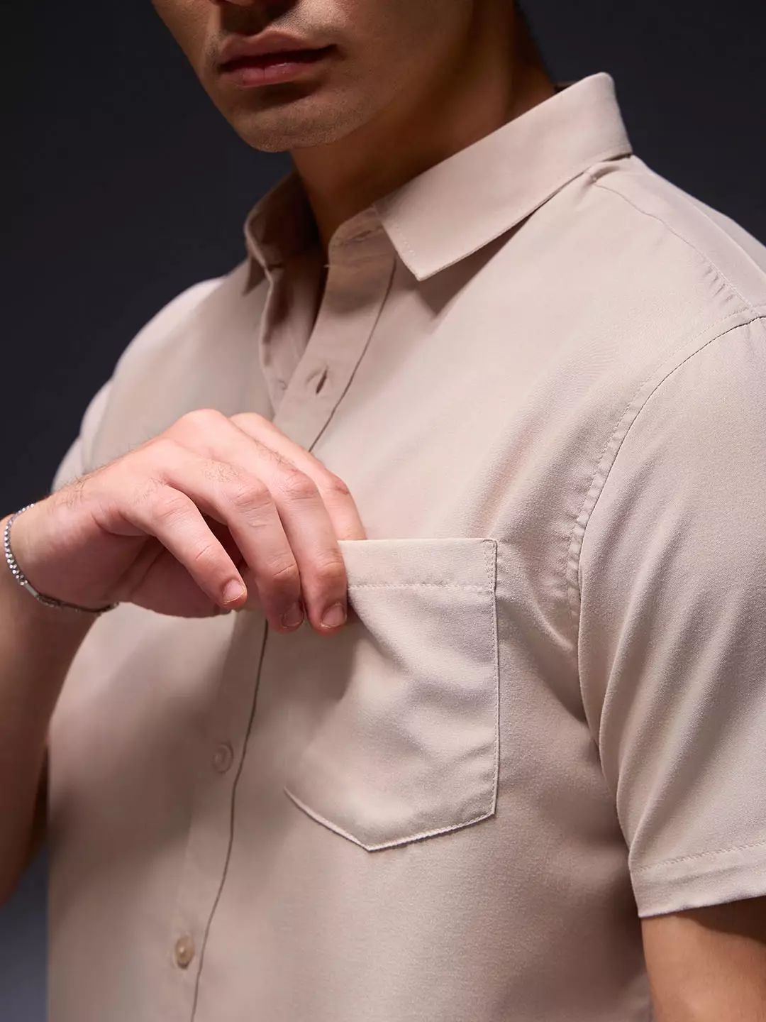 OXCON Easy Shirts Kemeja Tangan Pendek Cream