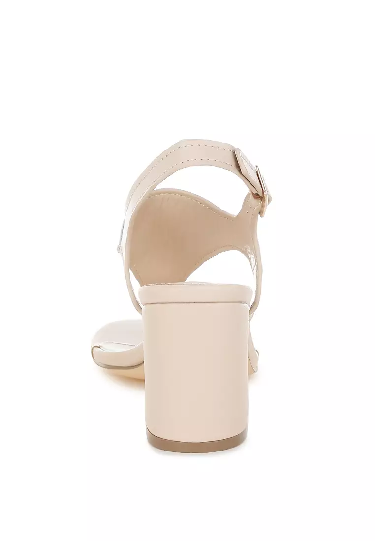 Real Leather Thong Toe Sandals In Beige