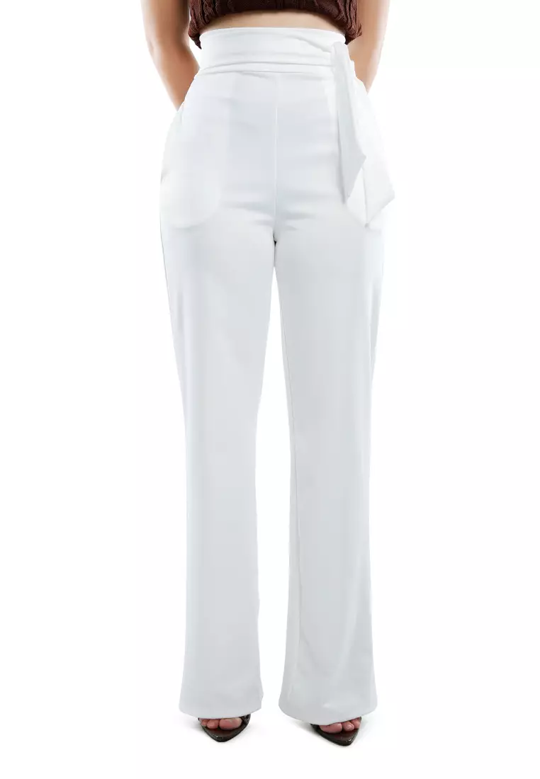 Buy Flare Pants High Waist White online