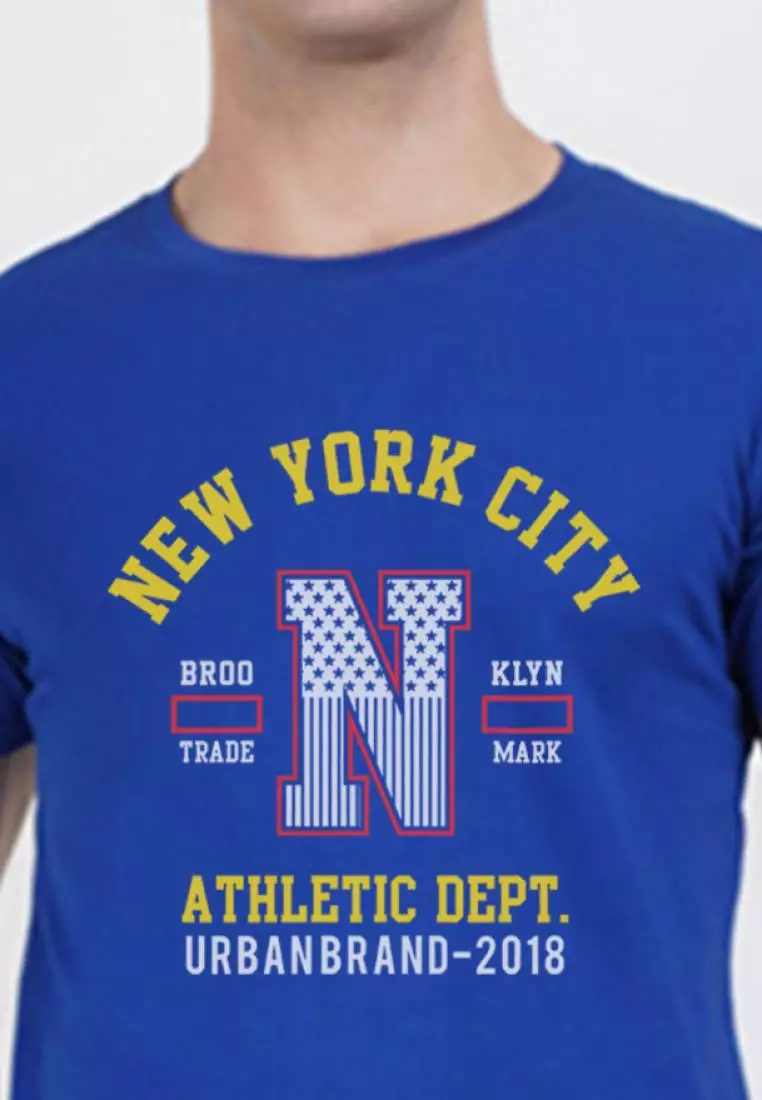 Newyork City Royal Blue Cotton Short Sleeve Crew Neck Relaxed Tee
