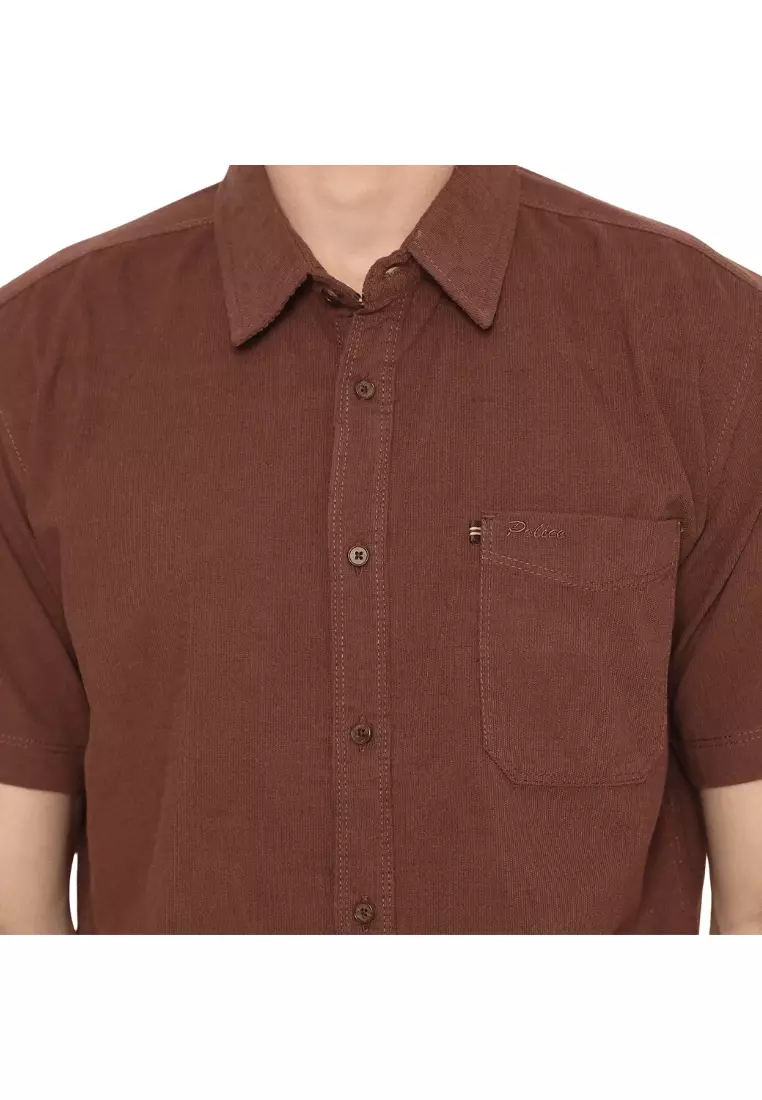POLICE Kemeja Polos Cordoray Coklat Regular Fit Pria