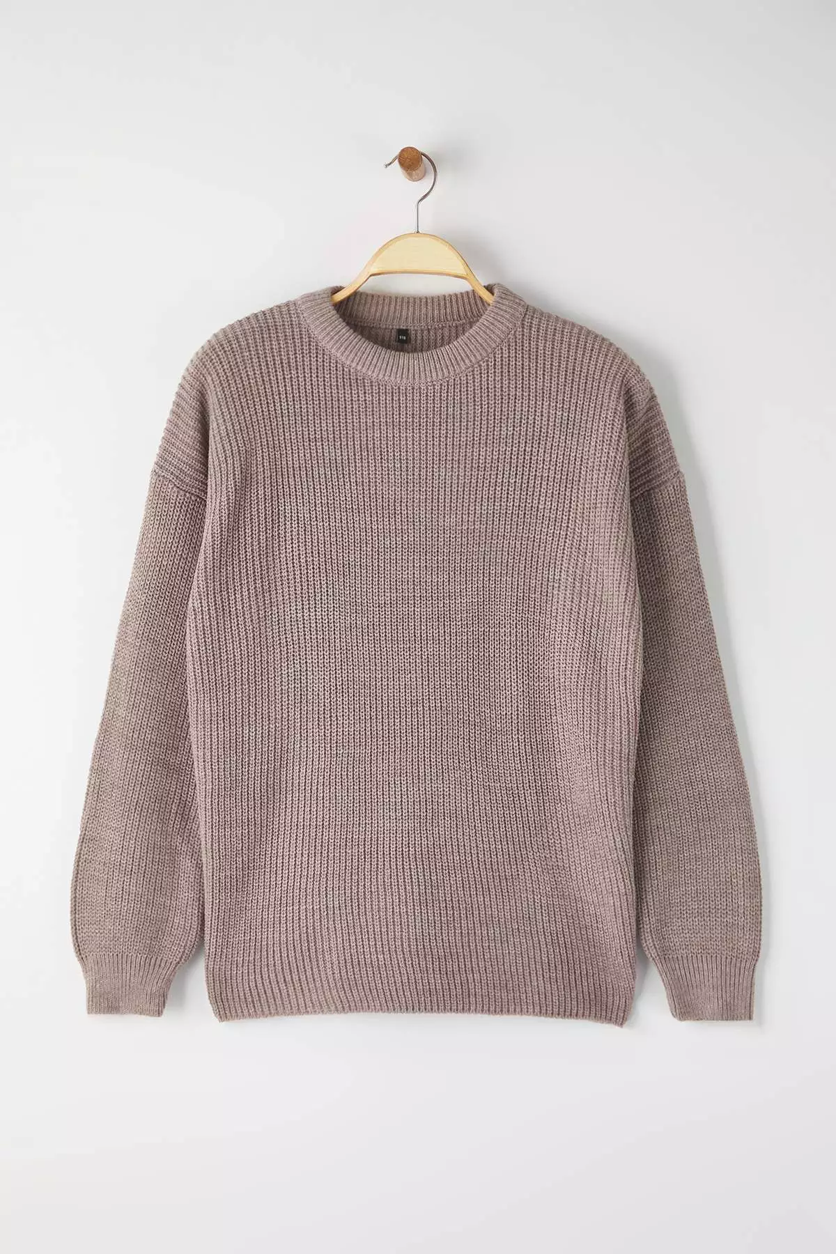 Mink Wide Pattern Ribbed Soft Textured Knitwear Sweater