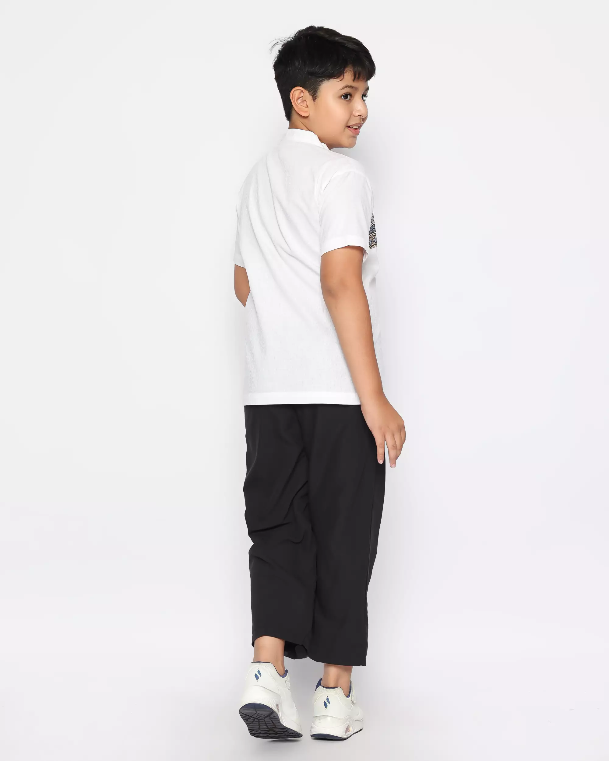 Baju Koko Set Anak Laki Bordir Stone White - GENUINE