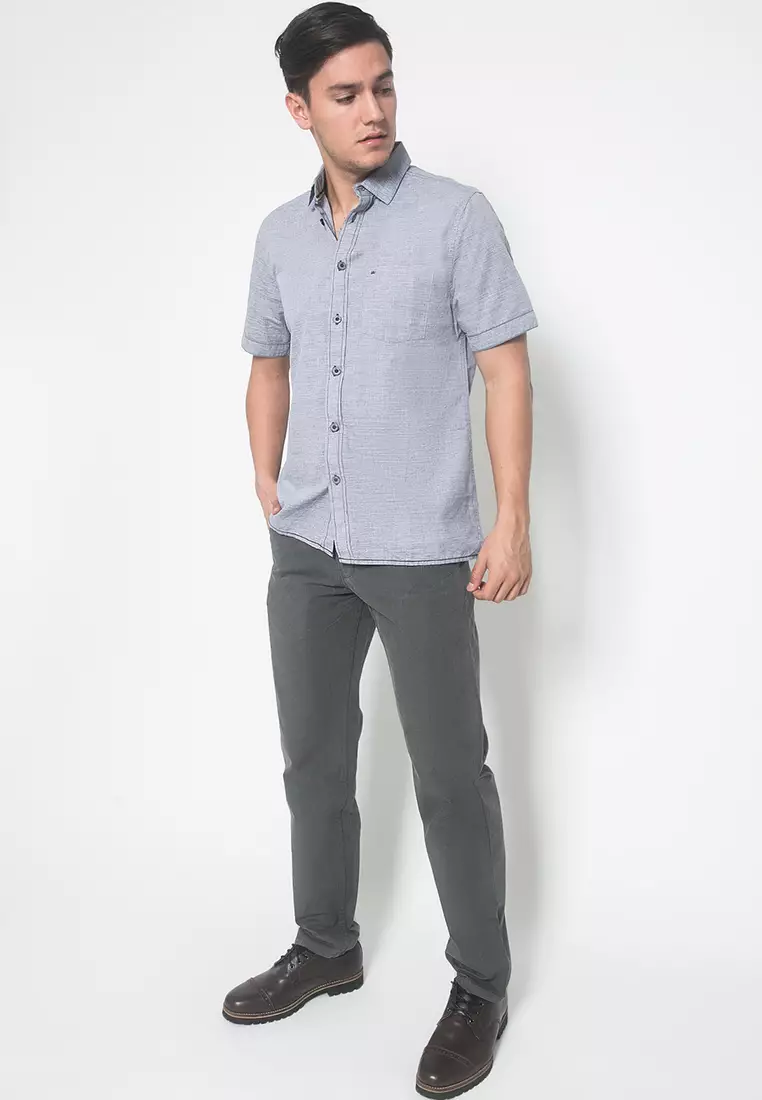 LGS - Kemeja Casual - Kemeja Pria - Garis Halus - Abu - Regular Fit - CSH.271.S570.1244.C
