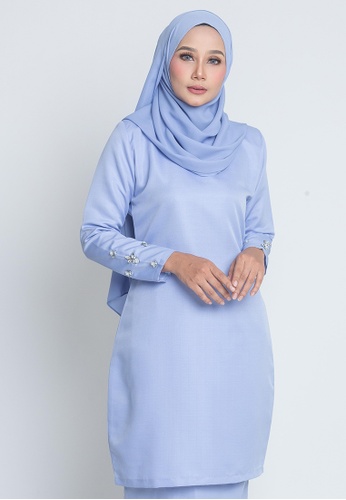Blue matching color tudung baby The Color