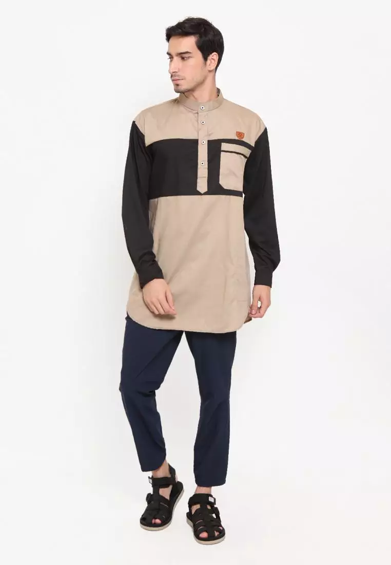 Zayidan Baju Koko Gamis Muslim Pria Zaid - Coklat