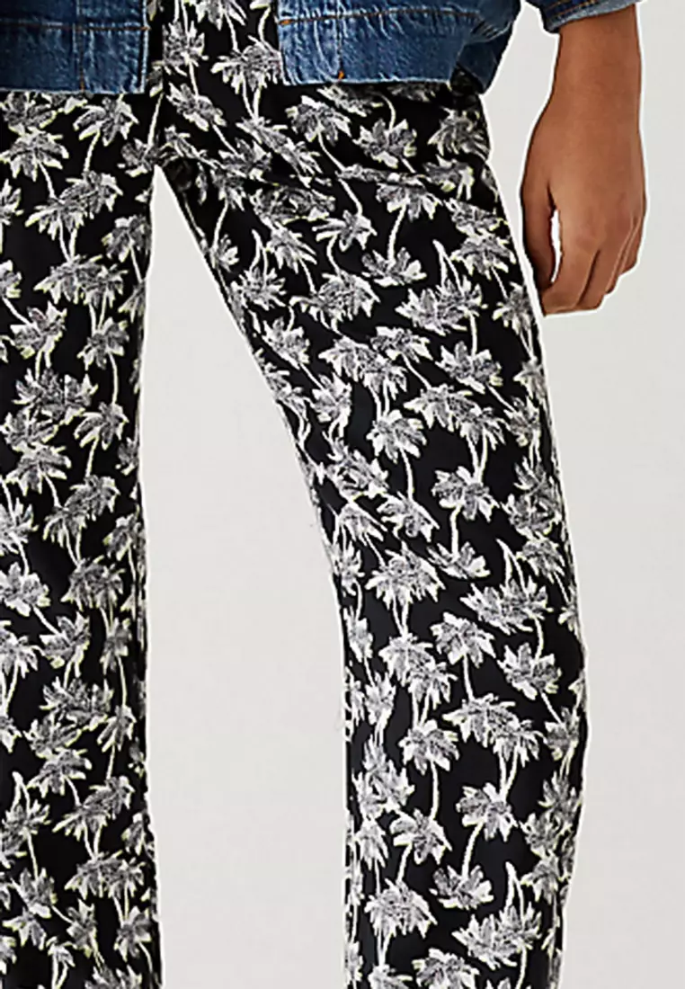 Printed Pleat Front Tapered Trousers