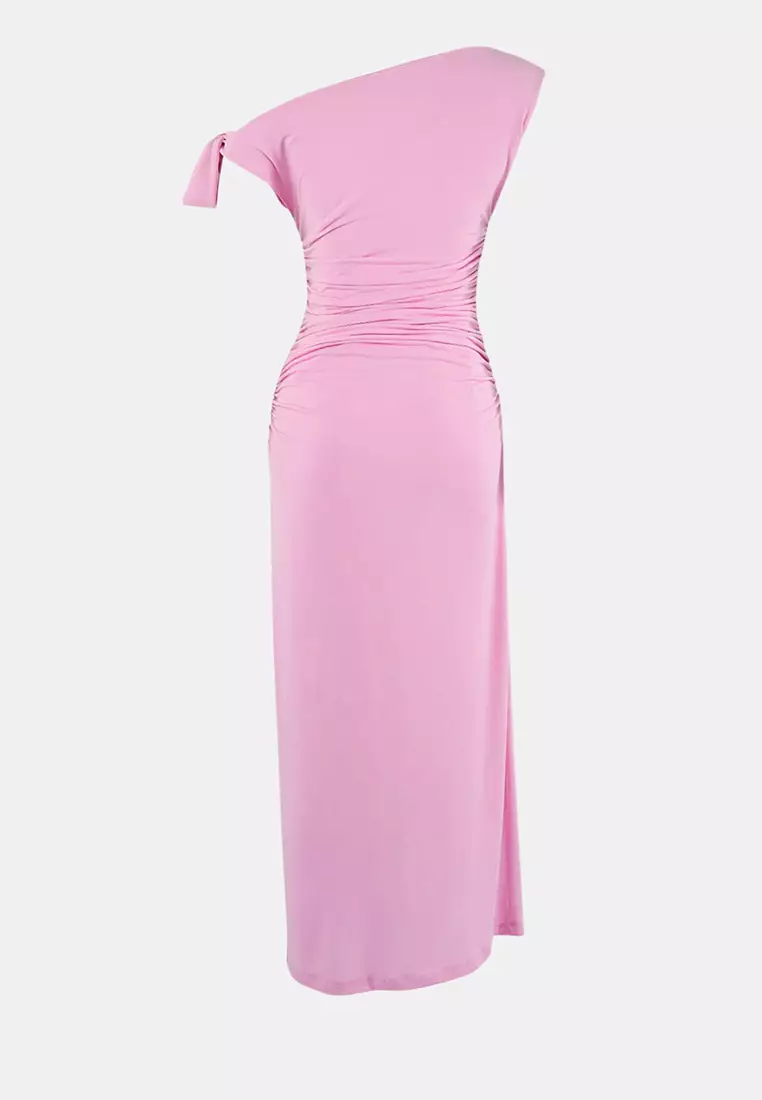 Pink Fitted/Bodycon Maxi Stretchy Pencil Knitted Dress Twoss24El563