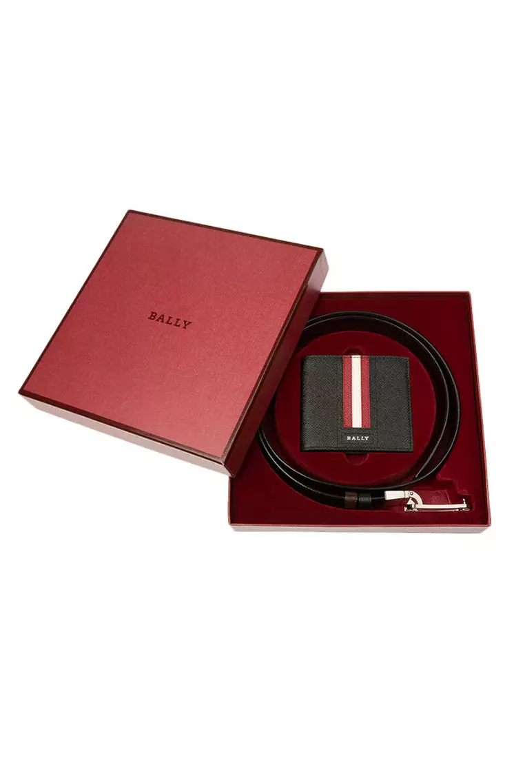 Embossed Leather(Size 110) Wallet & Belt Gift Box in Black,Brown