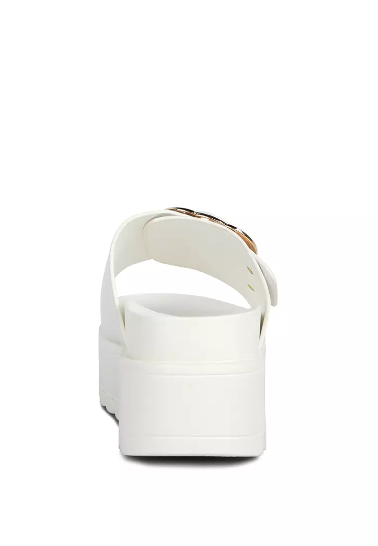 White flatform sliders online