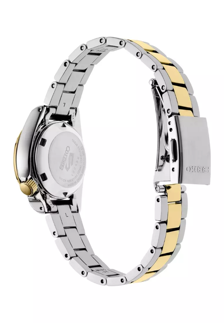 Seiko 5 Sports SKX Series Lady Compact Style White Dial Two-Tone Stainless Steel Band Automatic Watch SRE004K1