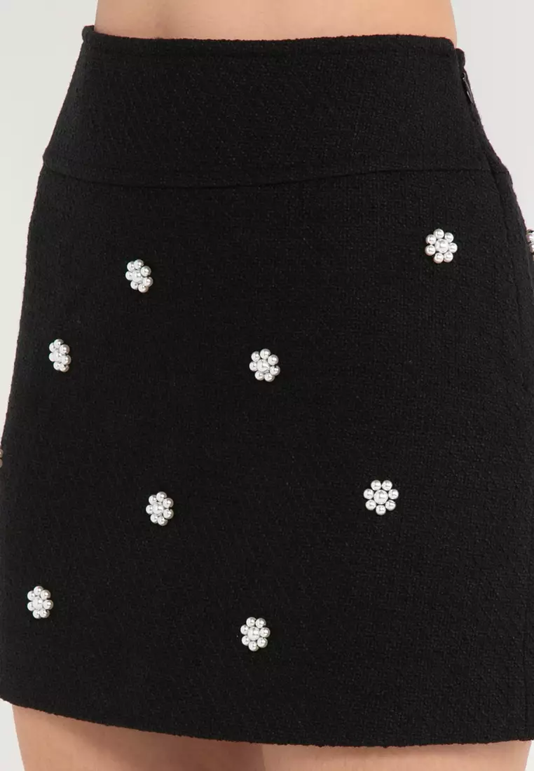 Tweed shop embroidered skirt