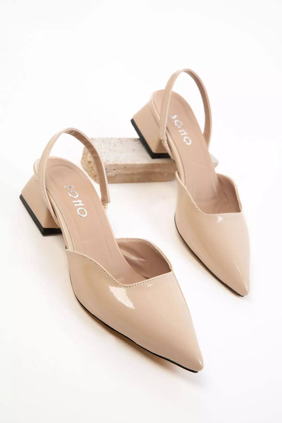 Nude Patent Leather Women's Classic Heeled Shoes 20318