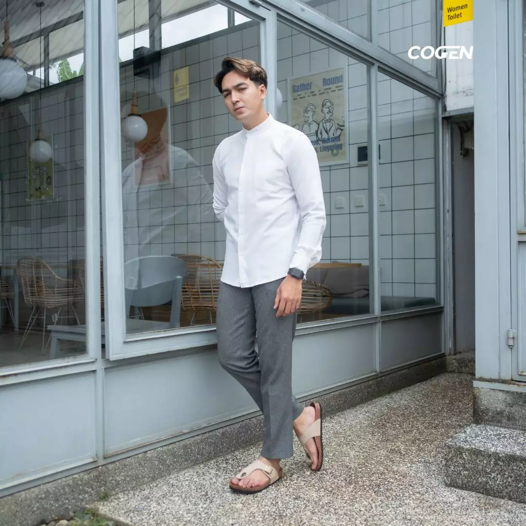 Cogen Sandal Jepit Pria Sendal Kulit Birken Vintage - Vester Creme