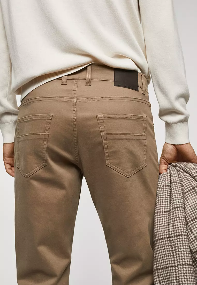 Buy MANGO Man Slim-Fit Stretch Cotton Trousers 2024 Online
