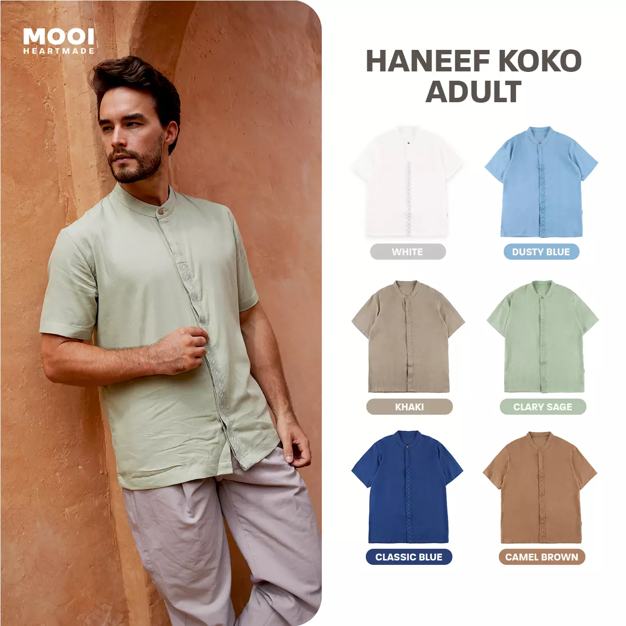 Mooi Atasan Pria Kemeja Pria Raya Collection Haneef Koko - Khaki