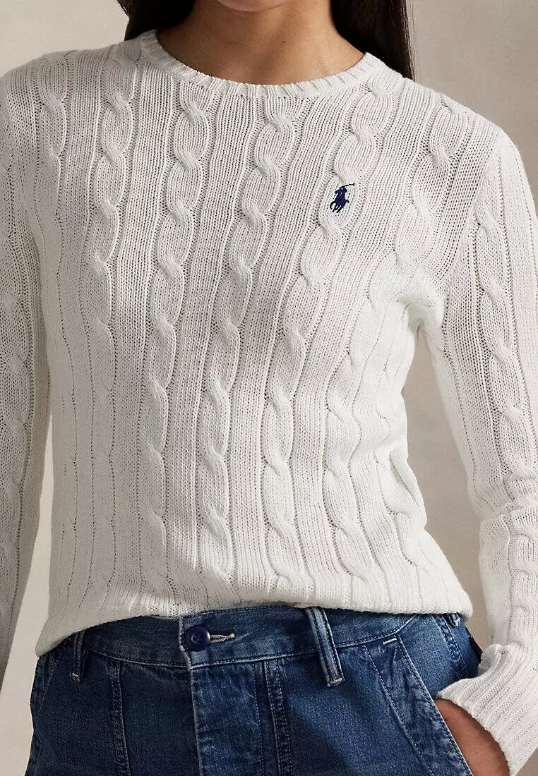 Cable-Knit Cotton Crewneck Sweater