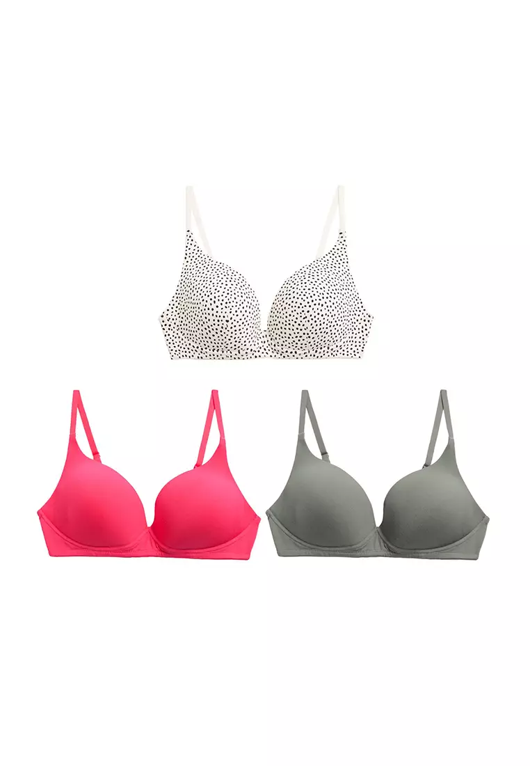 Buy MARKS & SPENCER M&S 3pk Cotton Rich Non Wired T-Shirt Bras A-E -  T33/3276P 2024 Online