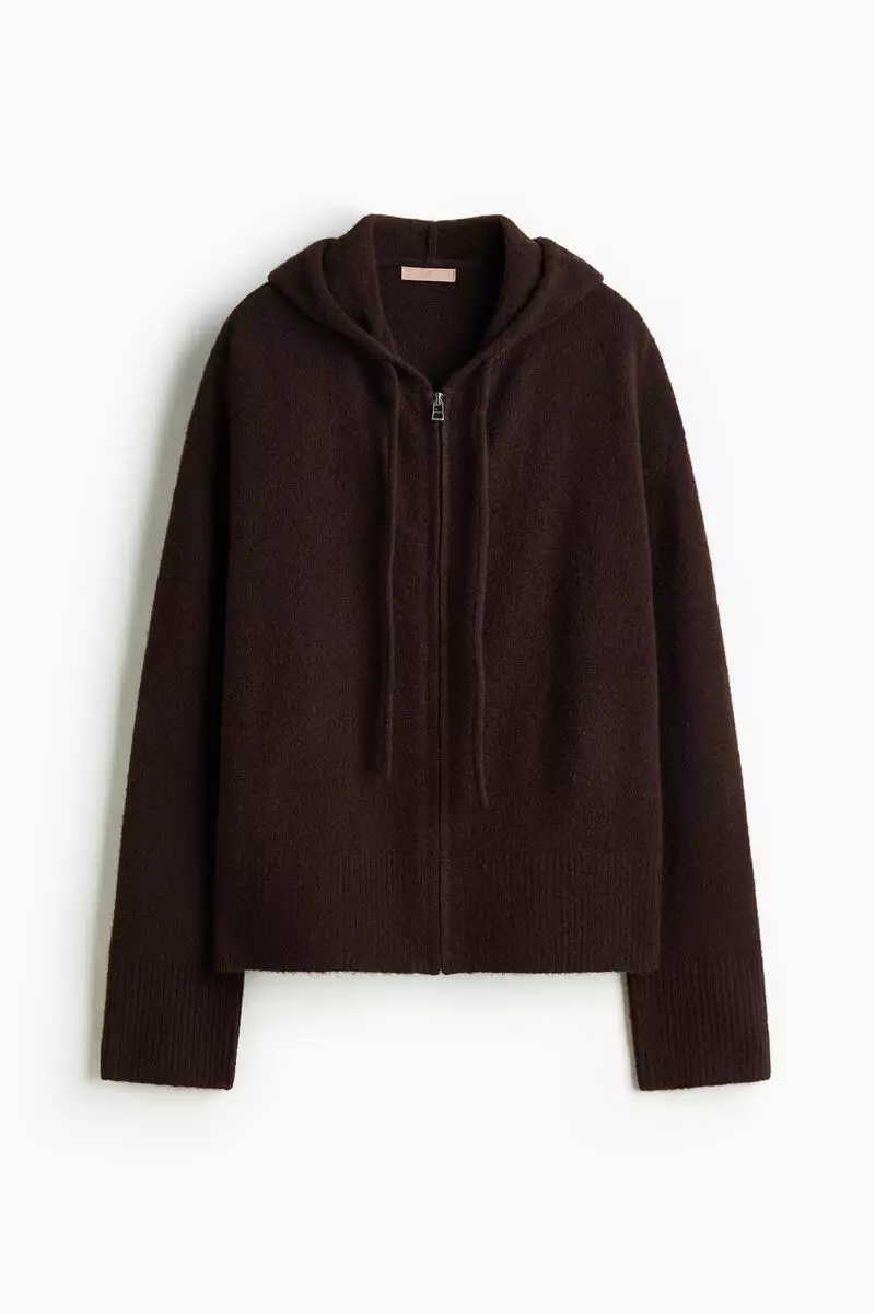 Knitted zip-through hoodie