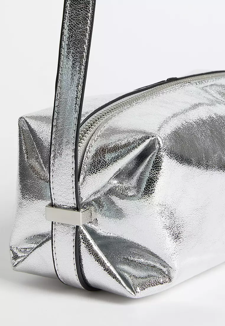 Faux Leather Metallic Cross Body Bag