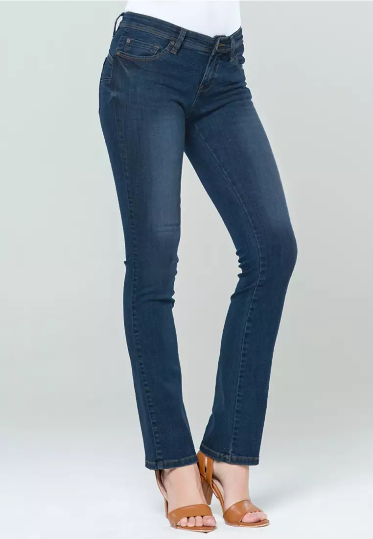 C2 Trumpy Navy Jeans Push Up Bootcut Wanita