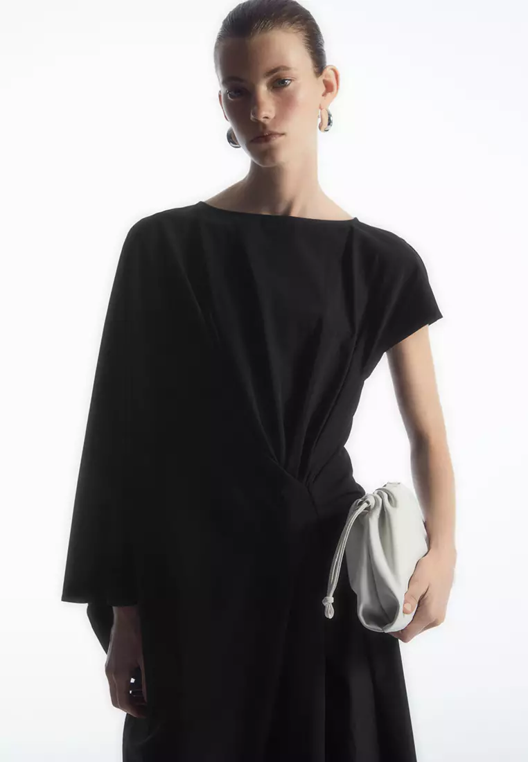 cos asymmetric silk dress with ties Cos Asymmetric Silk Dress With Ties In Black