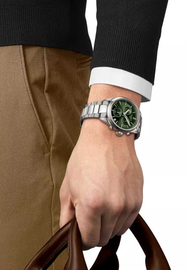 Tissot PR 100 Chronograph Green Dial Silver Stainless Steel Band Quartz Watch T1504171109100