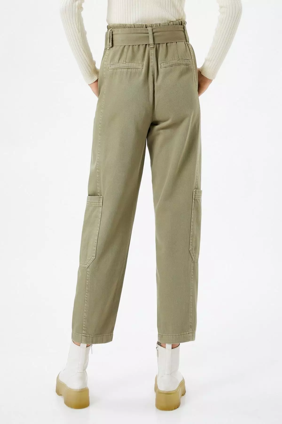 Belted Gabardine Cargo Pants