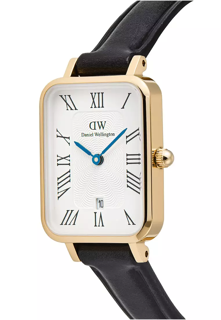 Quadro Roman Numerals Date Sheffield White Gold Women Watch stainless steel leather strap watch DW Official Authentic Original jam tanggan perempuan DW jam tangan