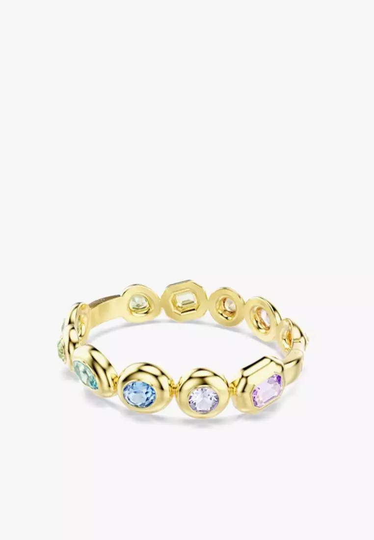 Gema bangle, Mixed cuts, Multicolored, Gold-tone plated