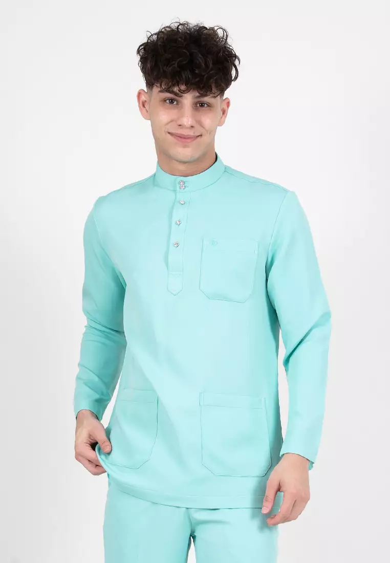 Forest x Hatta Dolmat Baju Melayu Cekak Musang Regular Fit  - BM23766-42LtGreen