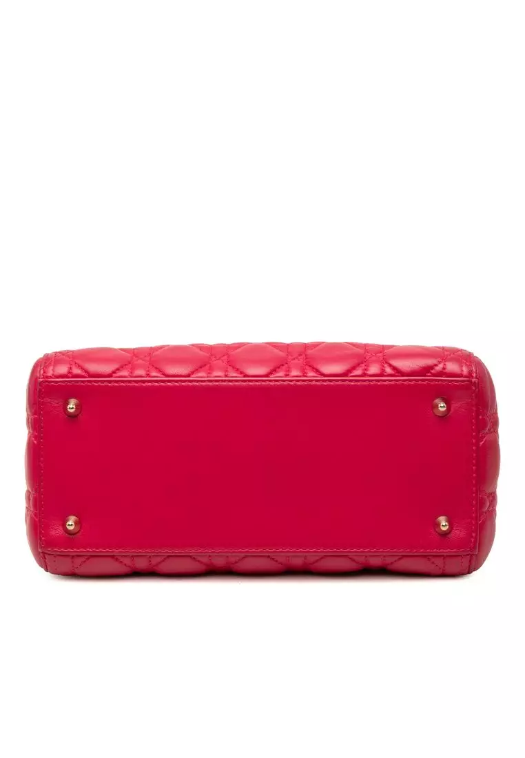 Pre-Loved Dior Medium Lambskin Cannage Lady Dior
