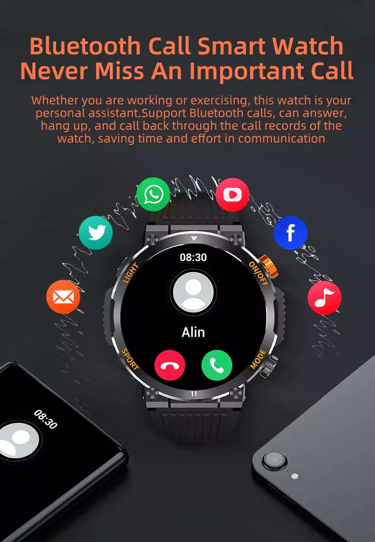 Smart Watch Original Jam Tangan Touch Screen Sport And Health Monitor Jam Pintar Hitam