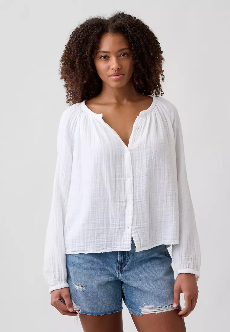 Buy GAP Gauze Button Through Blouse 2026 Online | ZALORA