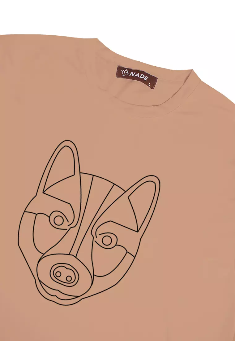 NTC58 kaos anjing anti kusut super stretch nade siberian husky wolf serigala khaki