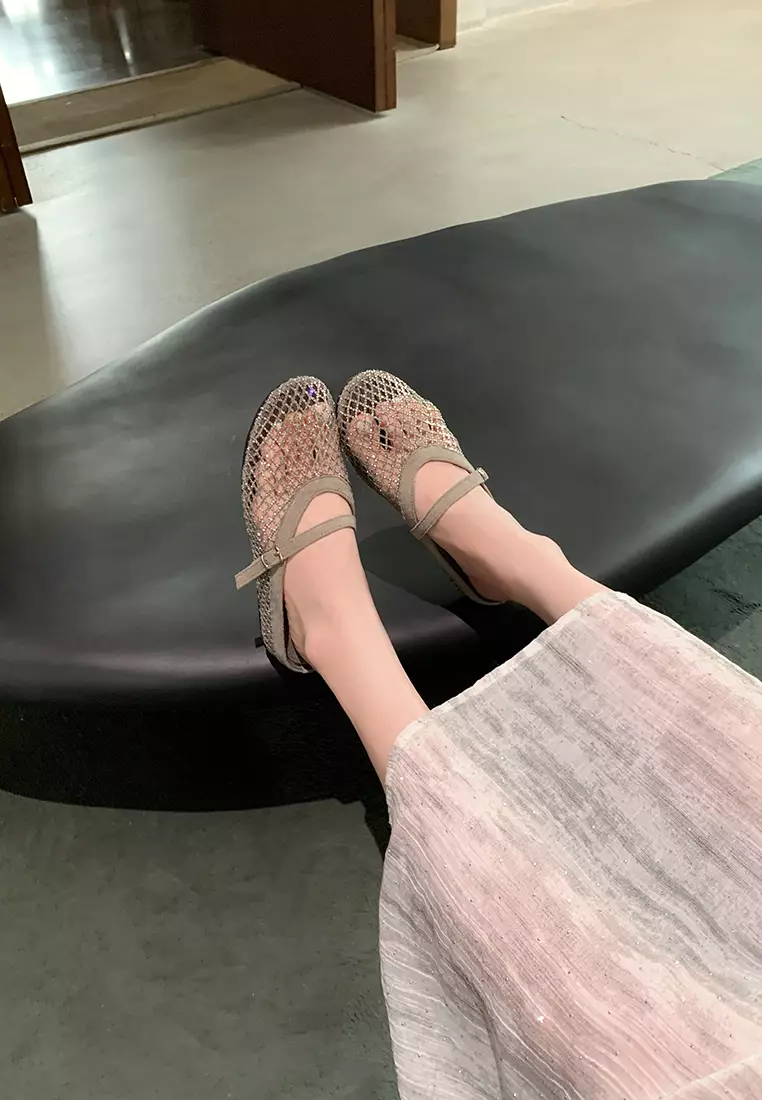 Mesh Hollow Strap Slip-Ons WW3368-2