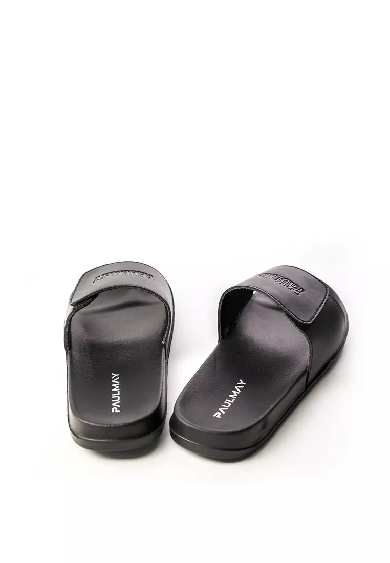 Paulmay Sandal Slide Unisex Slippers Straps Black